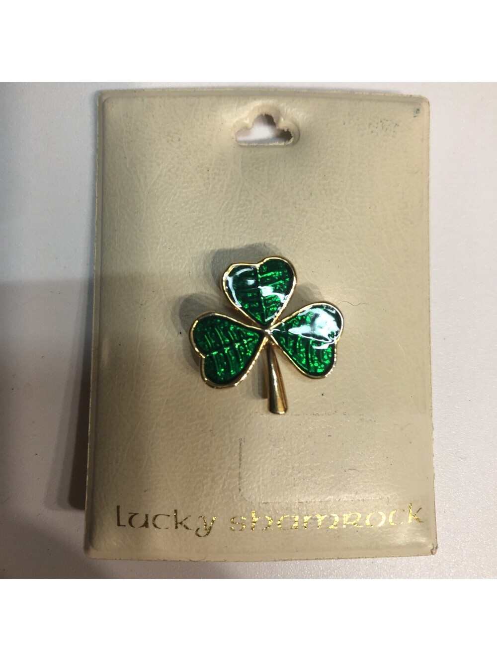 Solvar Ireland Lucky Shamrock Brooch irish march three leaf clover st. patties